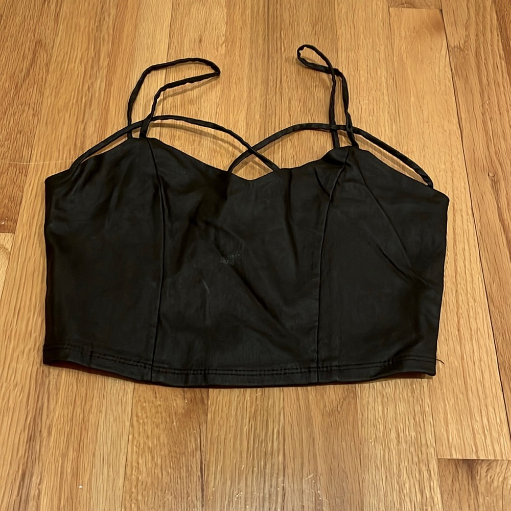 Black Pleather Crop Tank